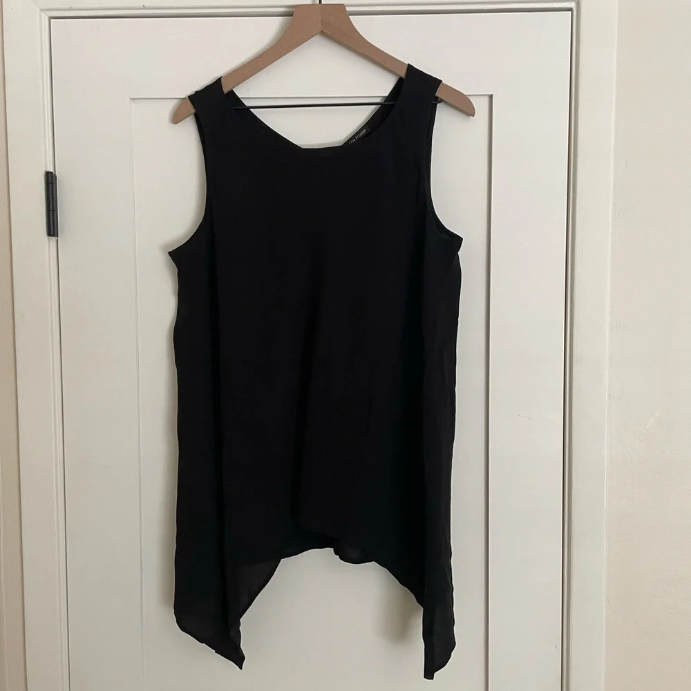Eileen Fisher Black Asymmetrical Tank Top - Picture 1 of 3